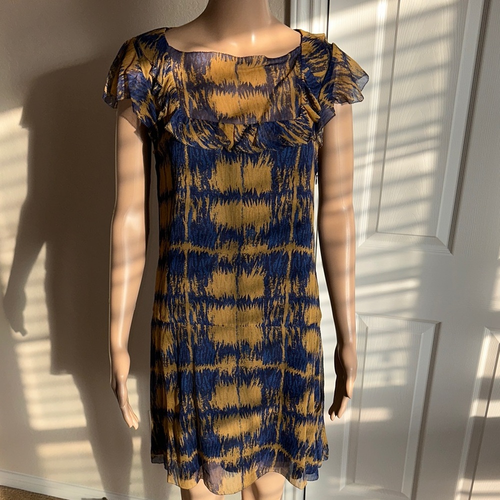 NWT Coach Blue and Gold Mini Dress Size 2